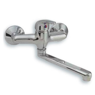 Single lever wall mounted sink mixer with movable spout VISION
